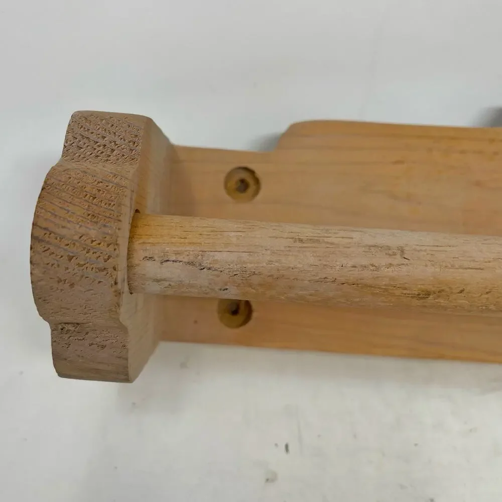 Vintage 1990s Wooden Towel Bar Seashell Fan Chalk Paint